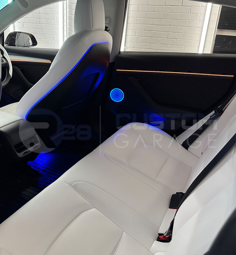 TESLA model 3 (2019-2024) cup-holder ambient lighting with front and rear footwell lights